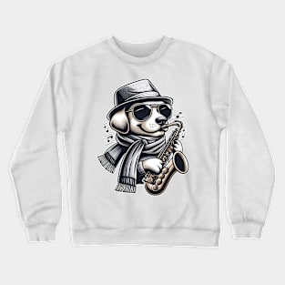 Dog Playing Saxophone Cute Graphic Tees Men Women Boys Crewneck Sweatshirt